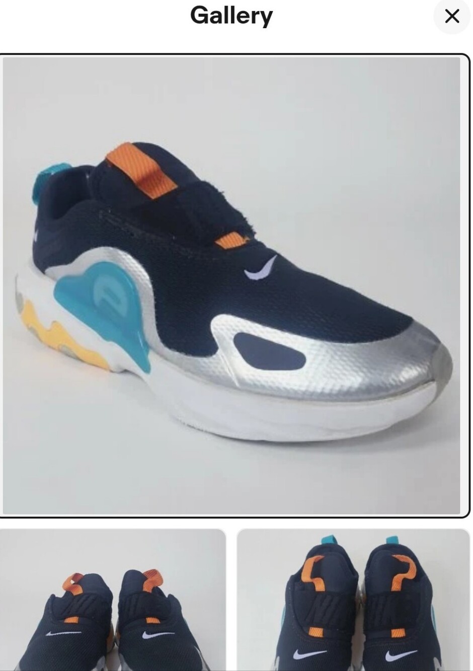 Nike React Presto Black  Silver, Teal & Orange Slip-On Athletic Sneakers